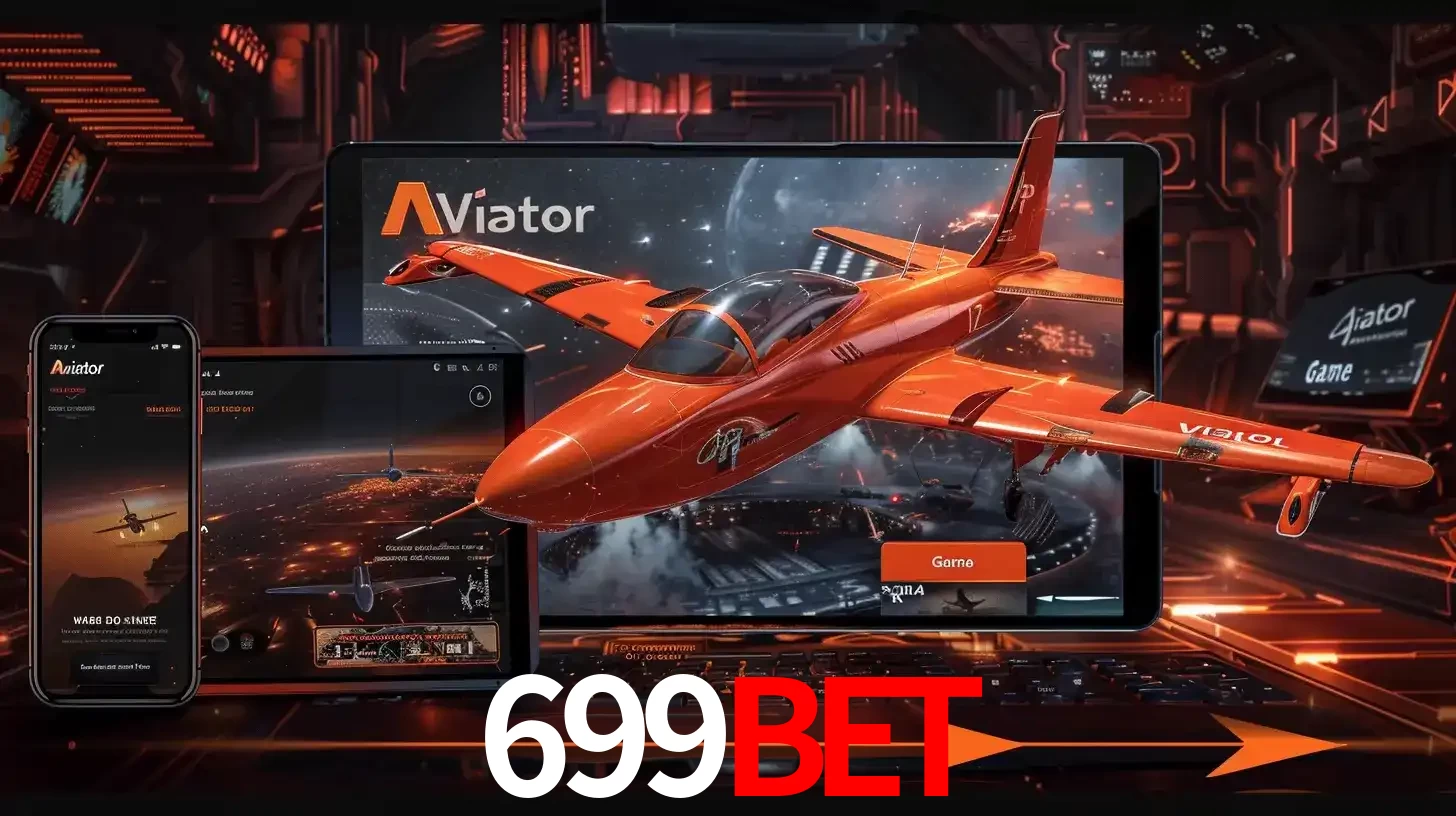 Apresentação tecnológica do jogo Aviator com um avião saindo da tela de um tablet, demonstrando a experiência imersiva em múltiplos dispositivos no 699bet.