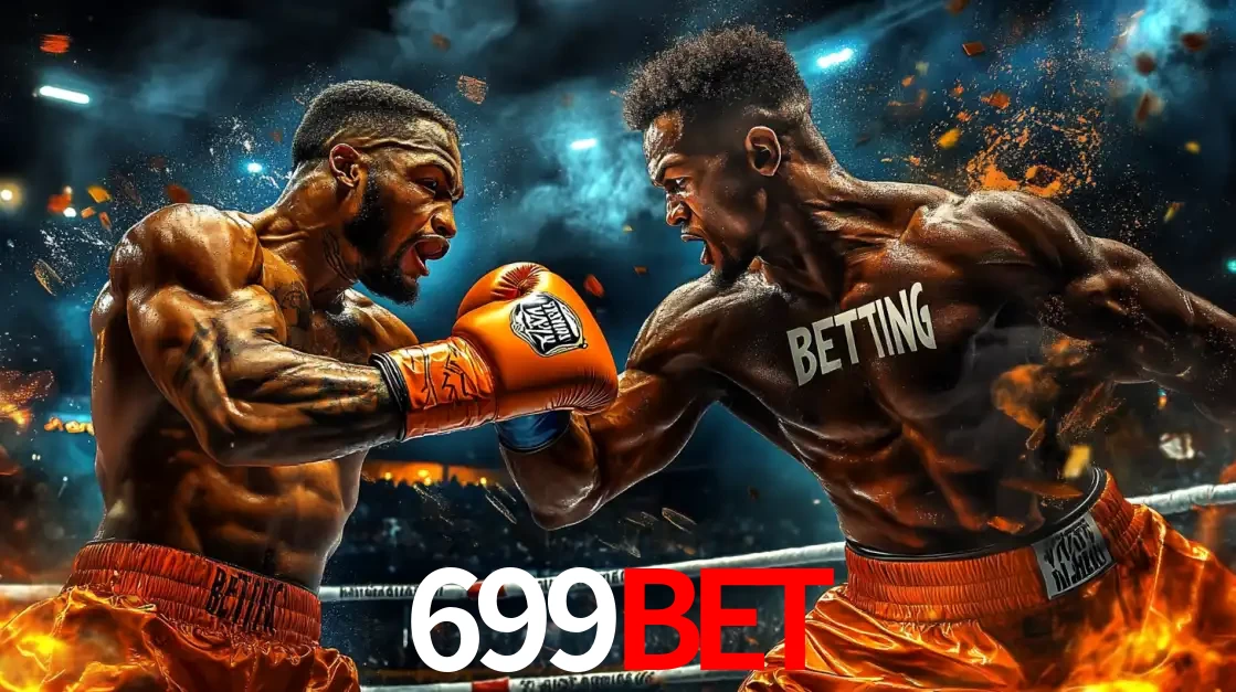 Dois boxeadores em uma luta intensa e explosiva, representando a adrenalina e as oportunidades de apostas em esportes de combate disponíveis na plataforma 699bet.