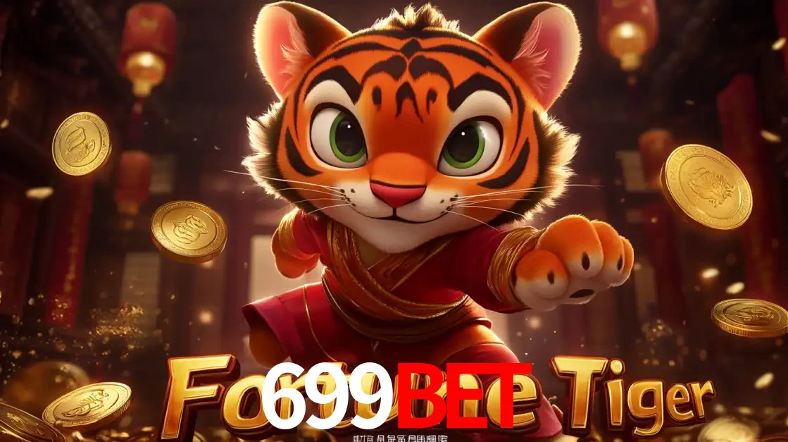 O carismático mascote do jogo de slot Fortune Tiger, um tigre fofo em pose de artes marciais, pronto para trazer sorte e multiplicadores de ganhos no cassino online 699bet.