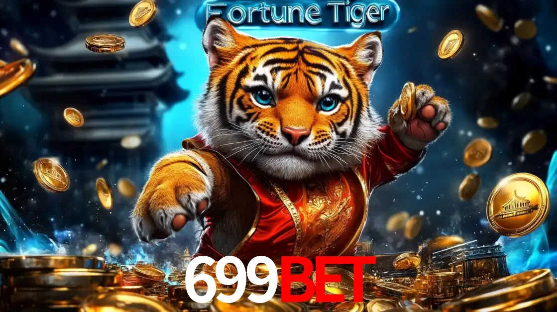Imagem promocional do jogo de slot Fortune Tiger, com um tigre majestoso em traje tradicional cercado por uma fortuna em moedas de ouro, disponível agora no cassino 699bet.